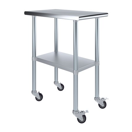 AMGOOD 30x16 Rolling Prep Table with Stainless Steel Top AMG WT-3018-WHEELS